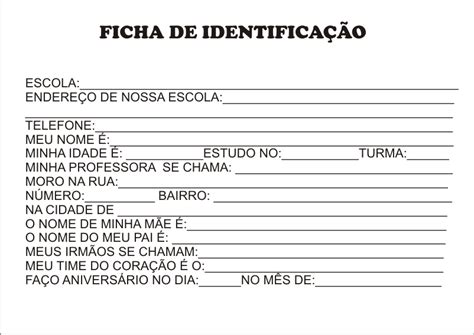 Antigas Fichas De Identificacao