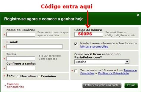 Bonus Party Poker Codigo De Nova Conta