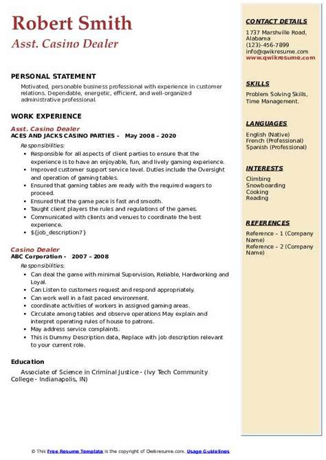 Casino Resume Builder