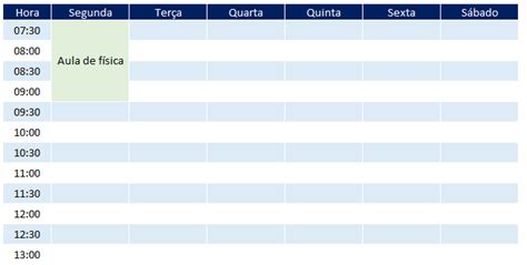 Horario De Modelo Do Excel