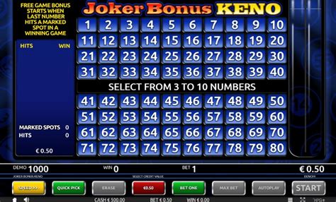Joker Bonus Keno Betsson