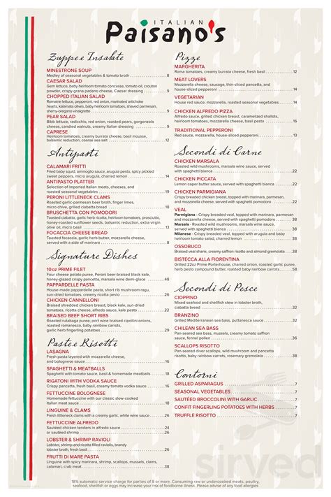 Pechanga Casino Cafe Menu